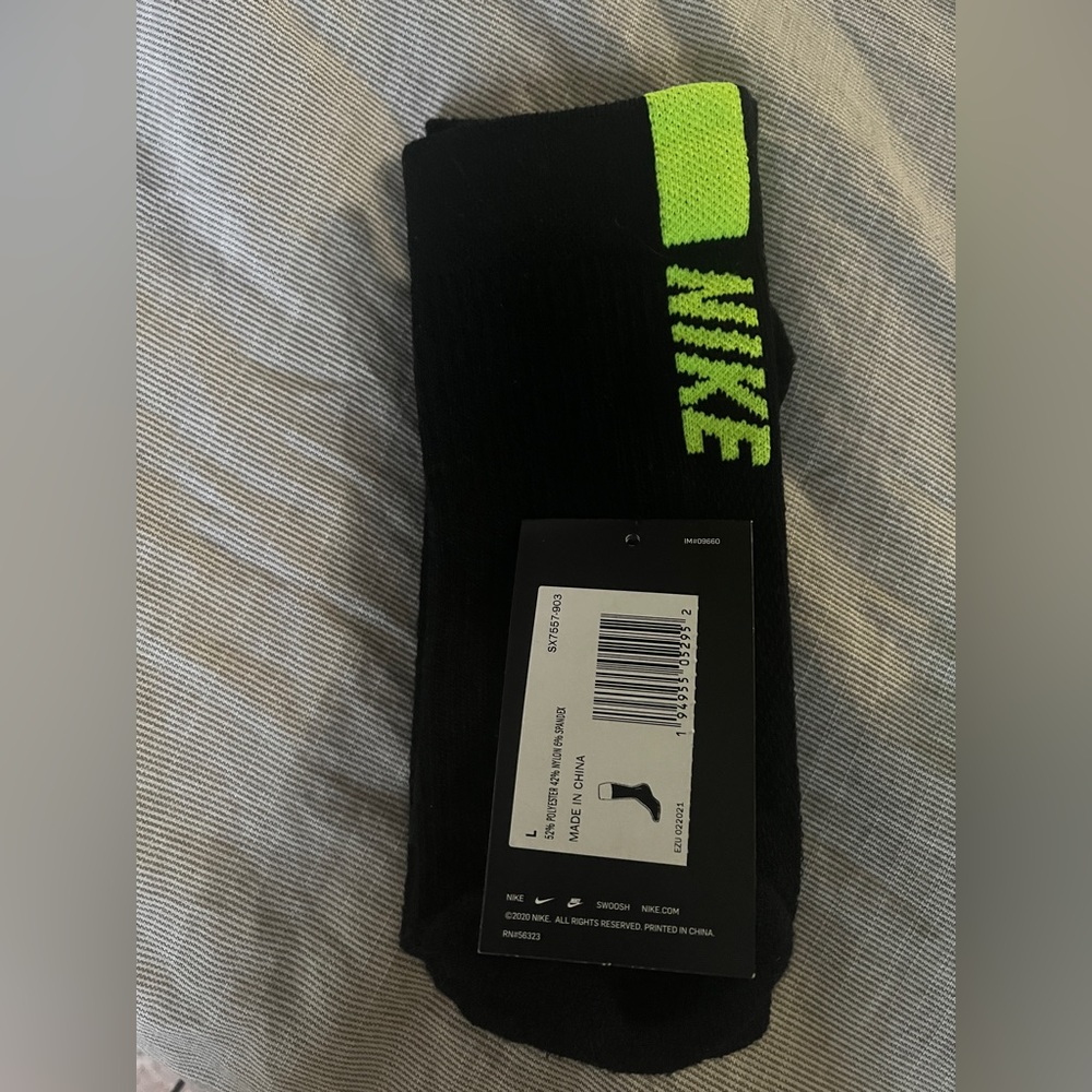 Nike black & volt green socks/ limited run